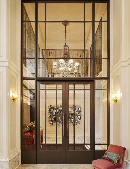 The Fifth Avenue Hotel tower, upward angle
