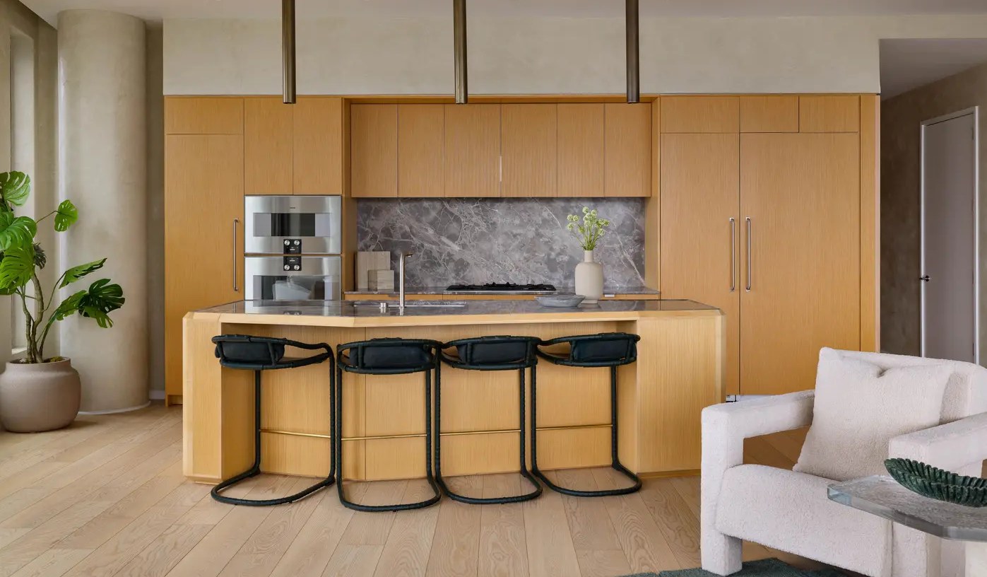 Kitchen island and seating area