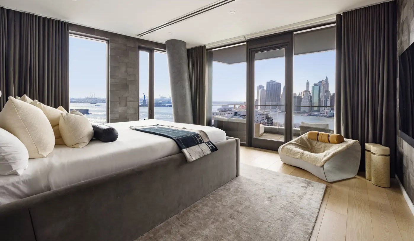 Primary bedroom with harbor views