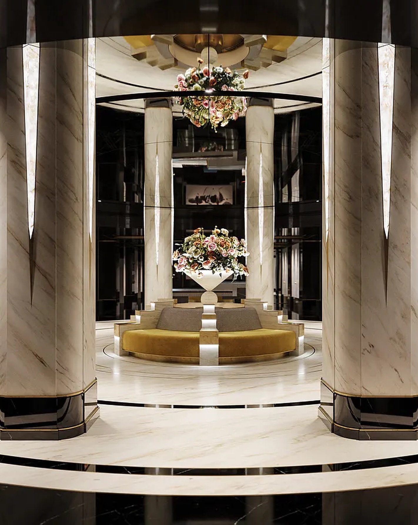 Waldorf Astoria residence lobby seating area